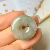 A-Grade Natural Yellowish Green Jadeite Donut Pendant No.220578