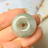 A-Grade Natural Yellowish Green Jadeite Donut Pendant No.220578