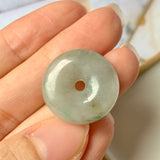 A-Grade Natural Yellowish Green Jadeite Donut Pendant No.220578