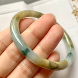 54mm A-Grade Natural Floral Yellow Jadeite Traditional Round Bangle No.151696