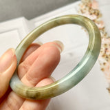 54mm A-Grade Natural Floral Yellow Jadeite Traditional Round Bangle No.151696