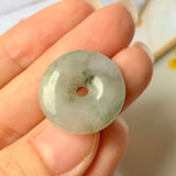 A-Grade Natural Yellowish Green Jadeite Donut Pendant No.220578