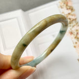 54mm A-Grade Natural Floral Yellow Jadeite Traditional Round Bangle No.151696