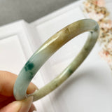 54mm A-Grade Natural Floral Yellow Jadeite Traditional Round Bangle No.151696