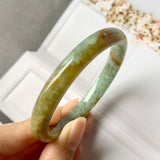 53.8mm A-Grade Natural  Earthy Tone Jadeite Modern Round Bangle No.330015