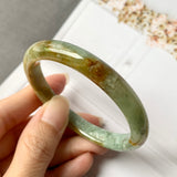 53.8mm A-Grade Natural  Earthy Tone Jadeite Modern Round Bangle No.330015