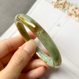 53.8mm A-Grade Natural  Earthy Tone Jadeite Modern Round Bangle No.330015