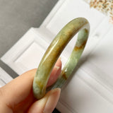 53.8mm A-Grade Natural  Earthy Tone Jadeite Modern Round Bangle No.330015