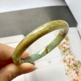 53.8mm A-Grade Natural  Earthy Tone Jadeite Modern Round Bangle No.330015