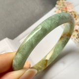 53.8mm A-Grade Natural  Earthy Tone Jadeite Modern Round Bangle No.330015