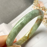 53.8mm A-Grade Natural  Earthy Tone Jadeite Modern Round Bangle No.330015