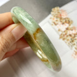 53.8mm A-Grade Natural  Earthy Tone Jadeite Modern Round Bangle No.330015