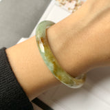 53.8mm A-Grade Natural  Earthy Tone Jadeite Modern Round Bangle No.330015