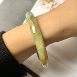 53.8mm A-Grade Natural  Earthy Tone Jadeite Modern Round Bangle No.330015