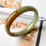 SOLD OUT: 58.2mm A-Grade Natural  Earthy Tone Jadeite Modern Round Bangle No.151115