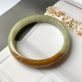 58.2mm A-Grade Natural  Earthy Tone Jadeite Modern Round Bangle No.151115