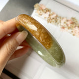 SOLD OUT: 58.2mm A-Grade Natural  Earthy Tone Jadeite Modern Round Bangle No.151115