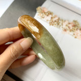 SOLD OUT: 58.2mm A-Grade Natural  Earthy Tone Jadeite Modern Round Bangle No.151115