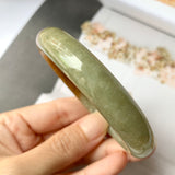 SOLD OUT: 58.2mm A-Grade Natural  Earthy Tone Jadeite Modern Round Bangle No.151115