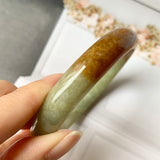 SOLD OUT: 58.2mm A-Grade Natural  Earthy Tone Jadeite Modern Round Bangle No.151115