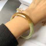 SOLD OUT: 58.2mm A-Grade Natural  Earthy Tone Jadeite Modern Round Bangle No.151115