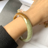 SOLD OUT: 58.2mm A-Grade Natural  Earthy Tone Jadeite Modern Round Bangle No.151115