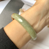 SOLD OUT: 58.2mm A-Grade Natural  Earthy Tone Jadeite Modern Round Bangle No.151115