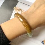 SOLD OUT: 58.2mm A-Grade Natural  Earthy Tone Jadeite Modern Round Bangle No.151115