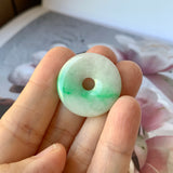 A-Grade Natural Moss On Snow Jadeite Donut Pendant No.171920