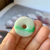 A-Grade Natural Moss On Snow Jadeite Donut Pendant No.171920