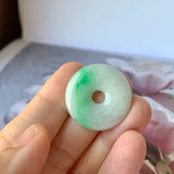 SOLD OUT - A-Grade Natural Moss On Snow Jadeite Donut Pendant No.171921