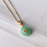 SOLD OUT - A-Grade Moss On Snow Jadeite Donut Pendant (Lilac Flower) No.171924