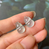 Highly Icy A-Grade Natural Jadeite Calabash Stud Earring No.180027