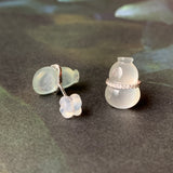 Highly Icy A-Grade Natural Jadeite Calabash Stud Earring No.180027