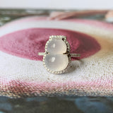 15.9mm Icy A-Grade Natural Jadeite Bespoke Calabash Ring No.162133