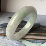 54.1mm A-Grade Natural Light Green Jadeite Modern Round Bangle No.151893