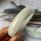 54.1mm A-Grade Natural Light Green Jadeite Modern Round Bangle No.151893