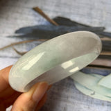 54.1mm A-Grade Natural Light Green Jadeite Modern Round Bangle No.151893