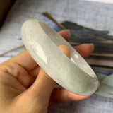 54.1mm A-Grade Natural Light Green Jadeite Modern Round Bangle No.151893