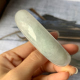 54.1mm A-Grade Natural Light Green Jadeite Modern Round Bangle No.151893