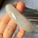 54.1mm A-Grade Natural Light Green Jadeite Modern Round Bangle No.151893