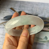 SOLD OUT: 54.1mm A-Grade Natural Light Green Jadeite Modern Round Bangle No.151893