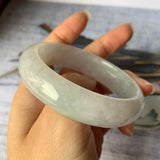 54.1mm A-Grade Natural Light Green Jadeite Modern Round Bangle No.151893