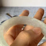 54.1mm A-Grade Natural Light Green Jadeite Modern Round Bangle No.151893
