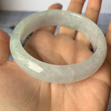 54.1mm A-Grade Natural Light Green Jadeite Modern Round Bangle No.151893