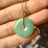 SOLD OUT: A-Grade Moss On Snow Jadeite Donut Pendant (Lilac Flower) No.171926
