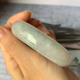 54.1mm A-Grade Natural Light Green Jadeite Modern Round Bangle No.151893