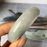 54.1mm A-Grade Natural Light Green Jadeite Modern Round Bangle No.151893