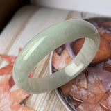 56.7mm A-Grade Natural Light Green Jadeite Modern Round Bangle No.151895
