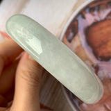 SOLD OUT: 56.7mm A-Grade Natural Light Green Jadeite Modern Round Bangle No.151895